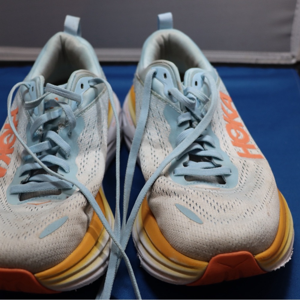 Hoka Women's Sneakers - Light Blue, Orange, and White
